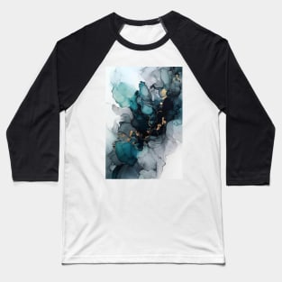 Teal Tidal Wave - Abstract Alcohol Ink Art Baseball T-Shirt